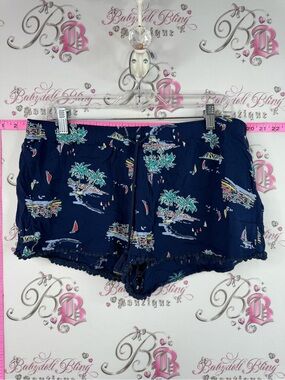 GapBody shorts sail boats Navy Blue Floral-Print Blouse